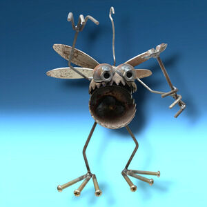 Vintage 1990 Sugarpost Gnome Be Gone Welded Metal Found Art Sculpture Steampunk